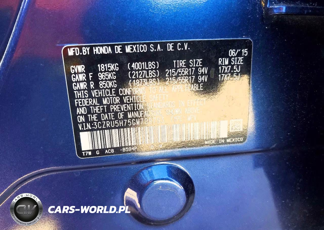 2016 Honda Hr-V Exl VIN:3CZRU5H75GM709793 - 13