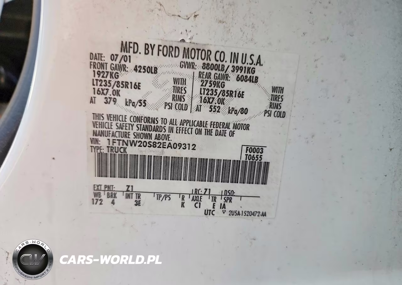 2002 Ford F250 Super Duty VIN:1FTNW20S82EA09312 - 12