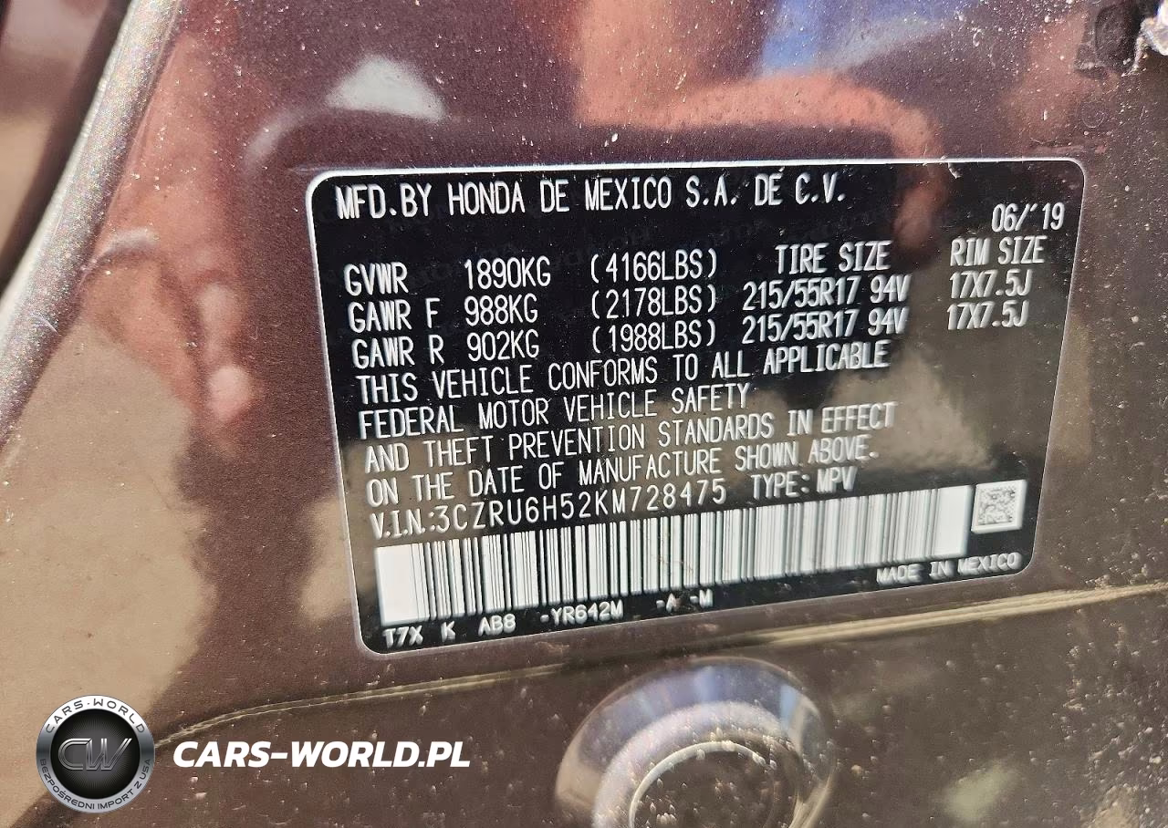 2019 Honda Hr-V Ex VIN:3CZRU6H52KM728475 - 13