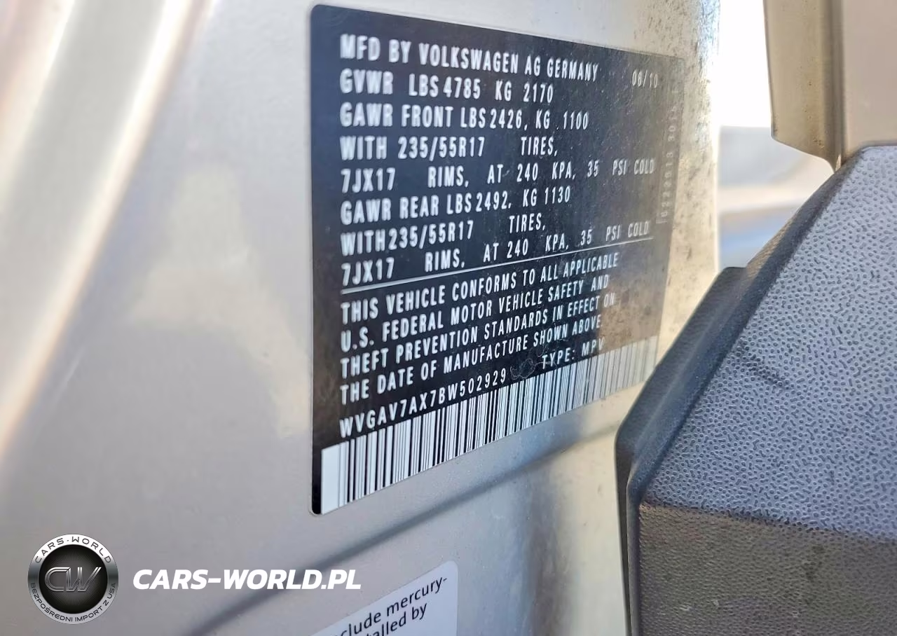 2011 Volkswagen Tiguan S VIN:WVGAV7AX7BW502929 - 12