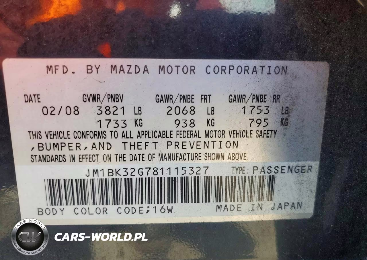2008 Mazda 3 I VIN:JM1BK32G781115327 - 12