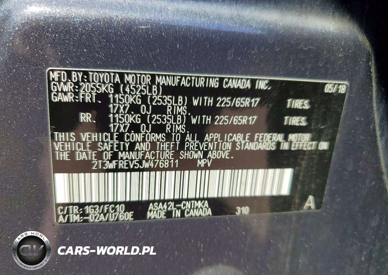 2018 Toyota Rav4 Xle VIN:2T3WFREV5JW476811 - 13