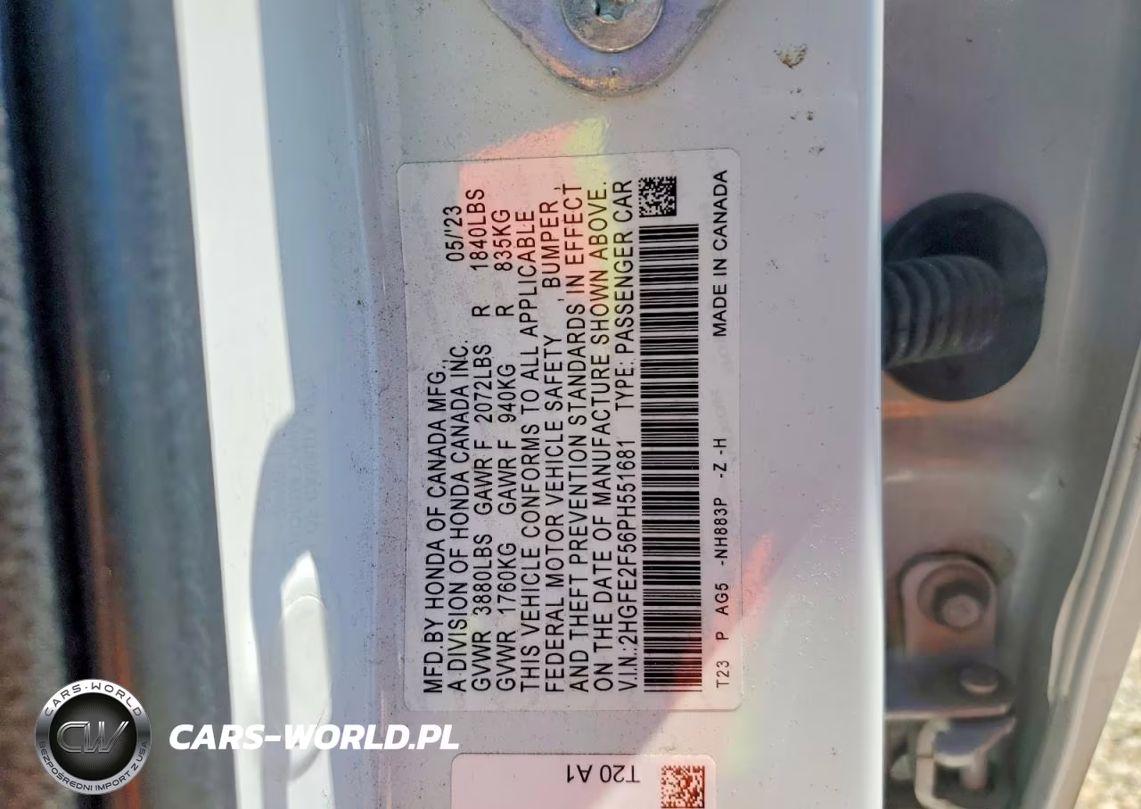 2023 Honda Civic Sport VIN:2HGFE2F56PH551681 - 12