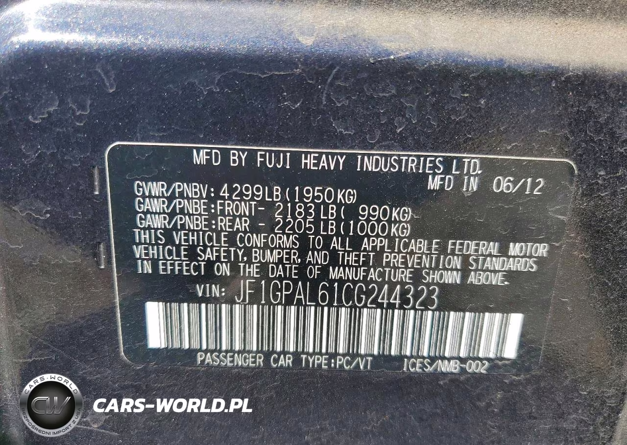 2012 Subaru Impreza Sport Premium VIN:JF1GPAL61CG244323 - 12