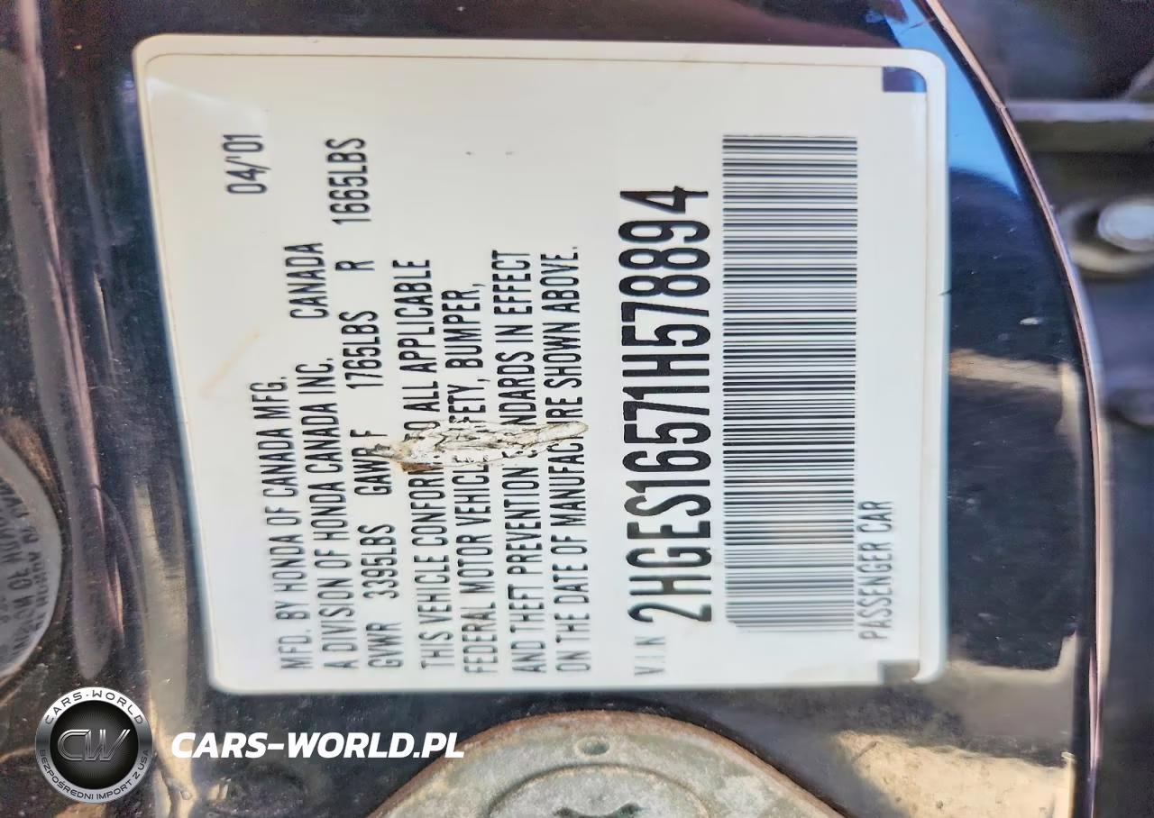 2001 Honda Civic Lx VIN:2HGES16571H578894 - 12