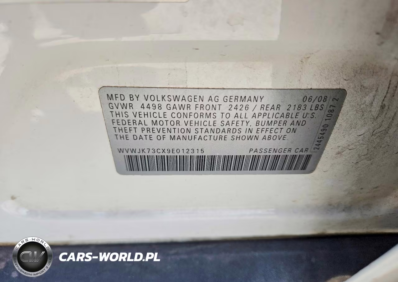 2009 Volkswagen Passat Turbo VIN:WVWJK73CX9E012315 - 12