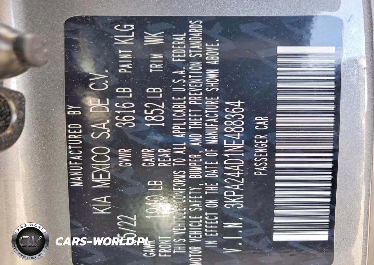 2022 Kia Rio S VIN:3KPA24AD1NE488364 - 13