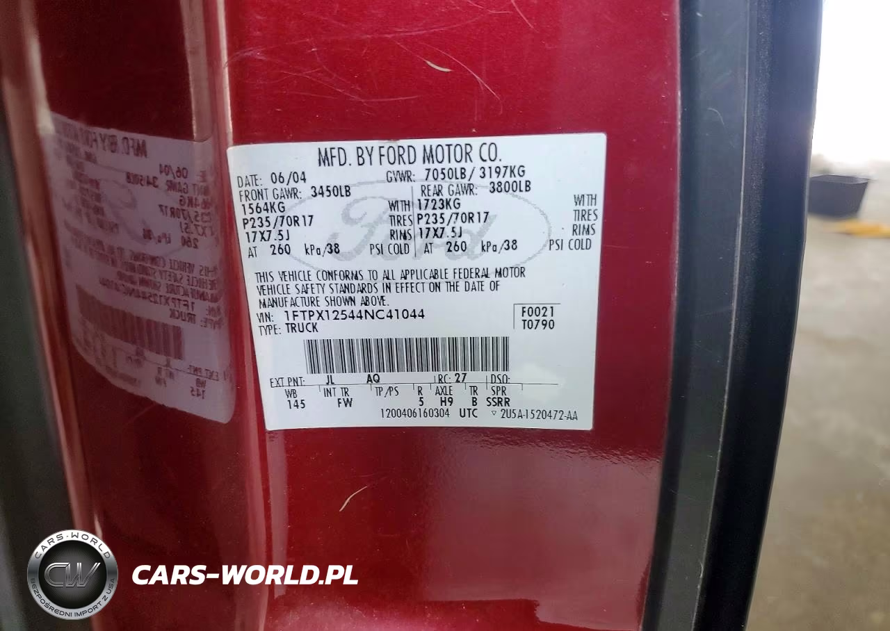 2004 Ford F150 VIN:1FTPX12544NC41044 - 12