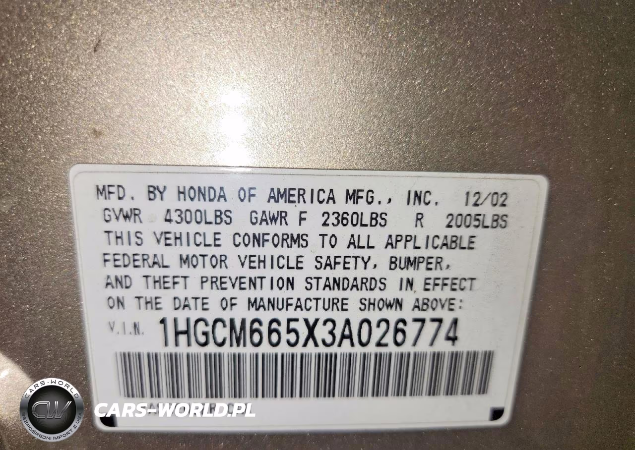 2003 Honda Accord Ex VIN:1HGCM665X3A026774 - 14