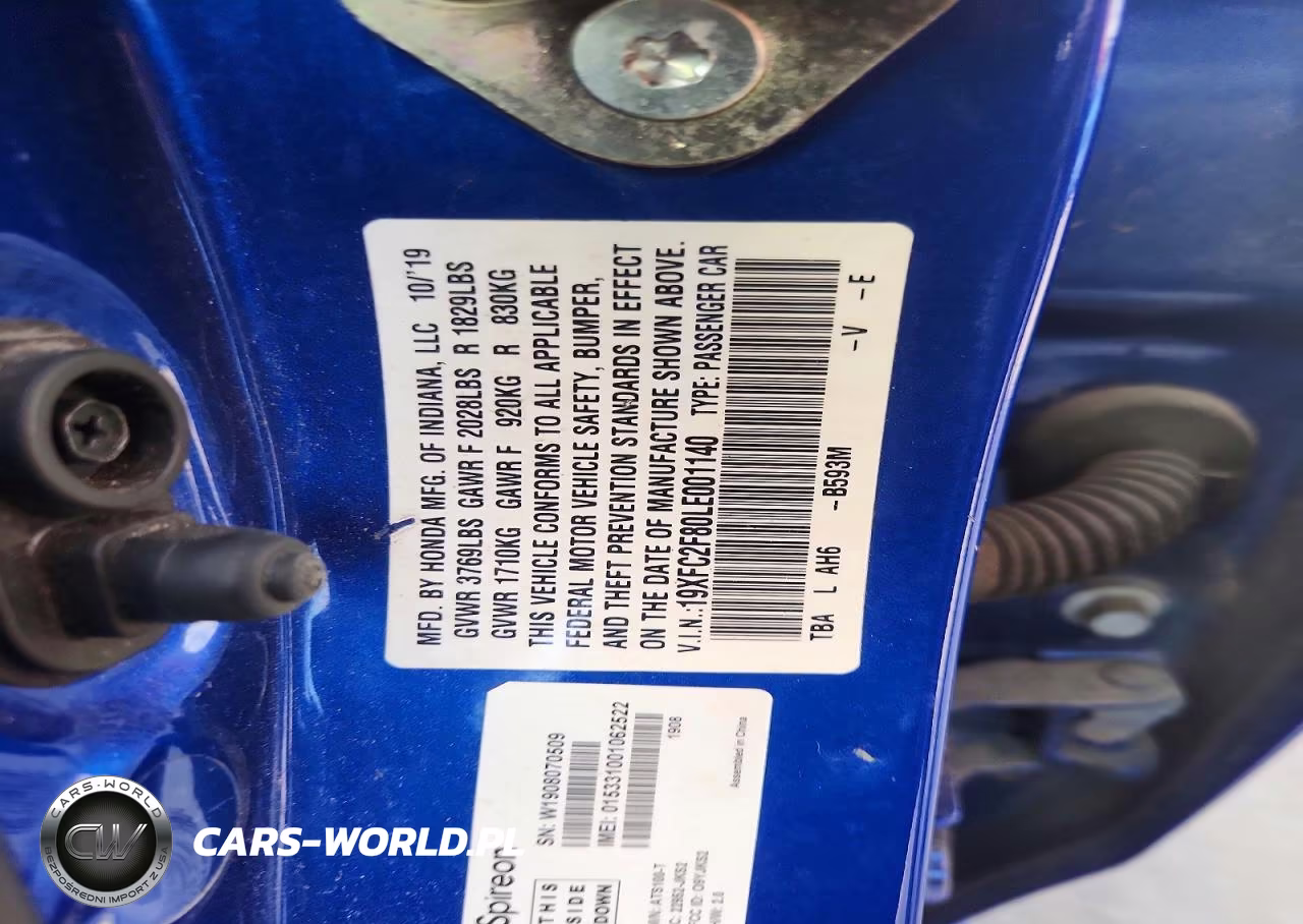 2020 Honda Civic Sport VIN:19XFC2F80LE001140 - 12