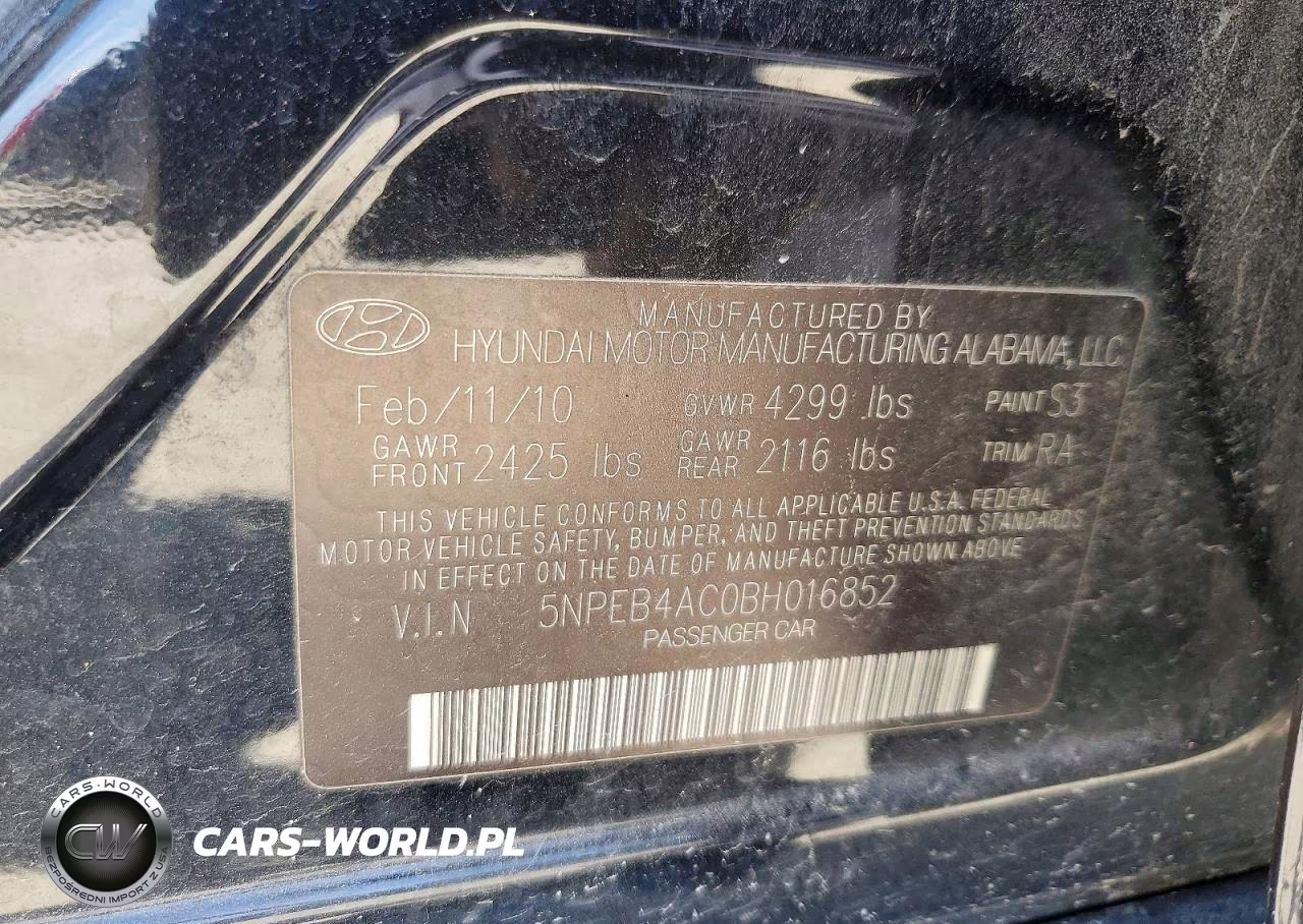 2011 Hyundai Sonata Gls VIN:5NPEB4AC0BH016852 - 12