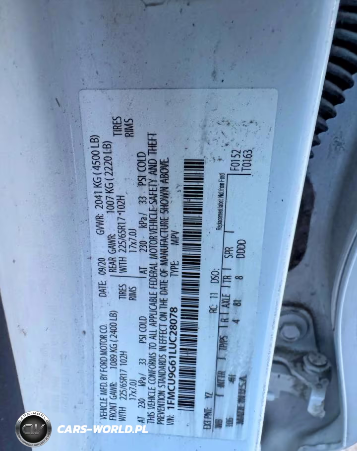 2020 Ford Escape Se VIN:1FMCU9G61LUC28078 - 10