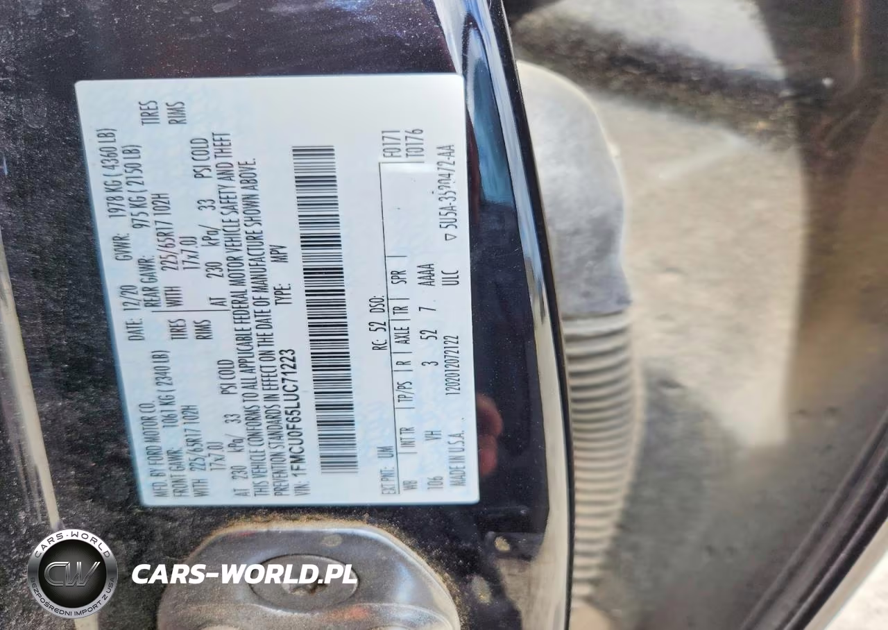 2020 Ford Escape S VIN:1FMCU0F65LUC71223 - 13