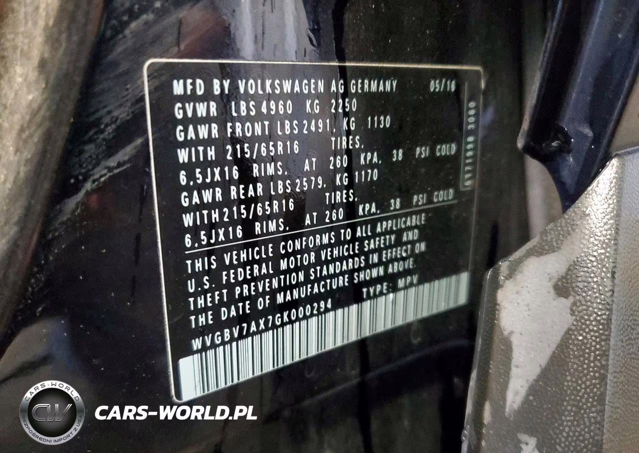 2016 Volkswagen Tiguan S VIN:WVGBV7AX7GK000294 - 13