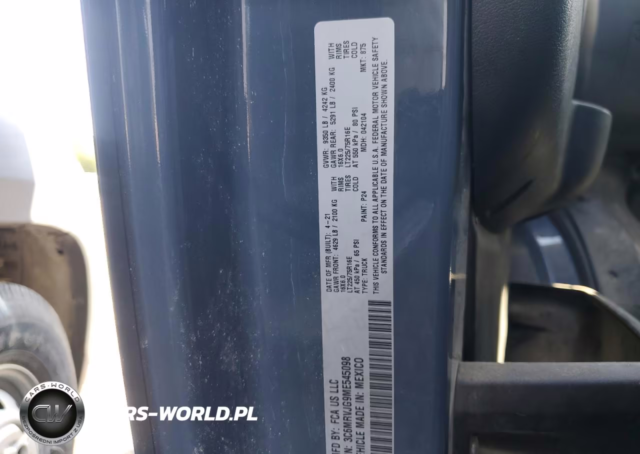 2021 Ram Promaster 3500 3500 High VIN:3C6MRVJG9ME545098 - 13