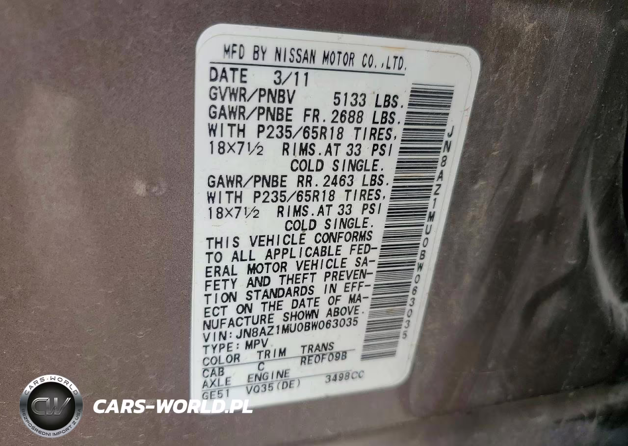 2011 Nissan Murano S VIN:JN8AZ1MU0BW063035 - 13