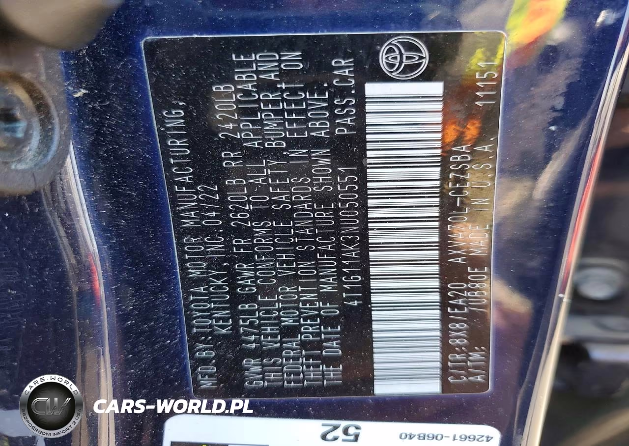 2022 Toyota Camry Se VIN:4T1G11AK3NU050551 - 12