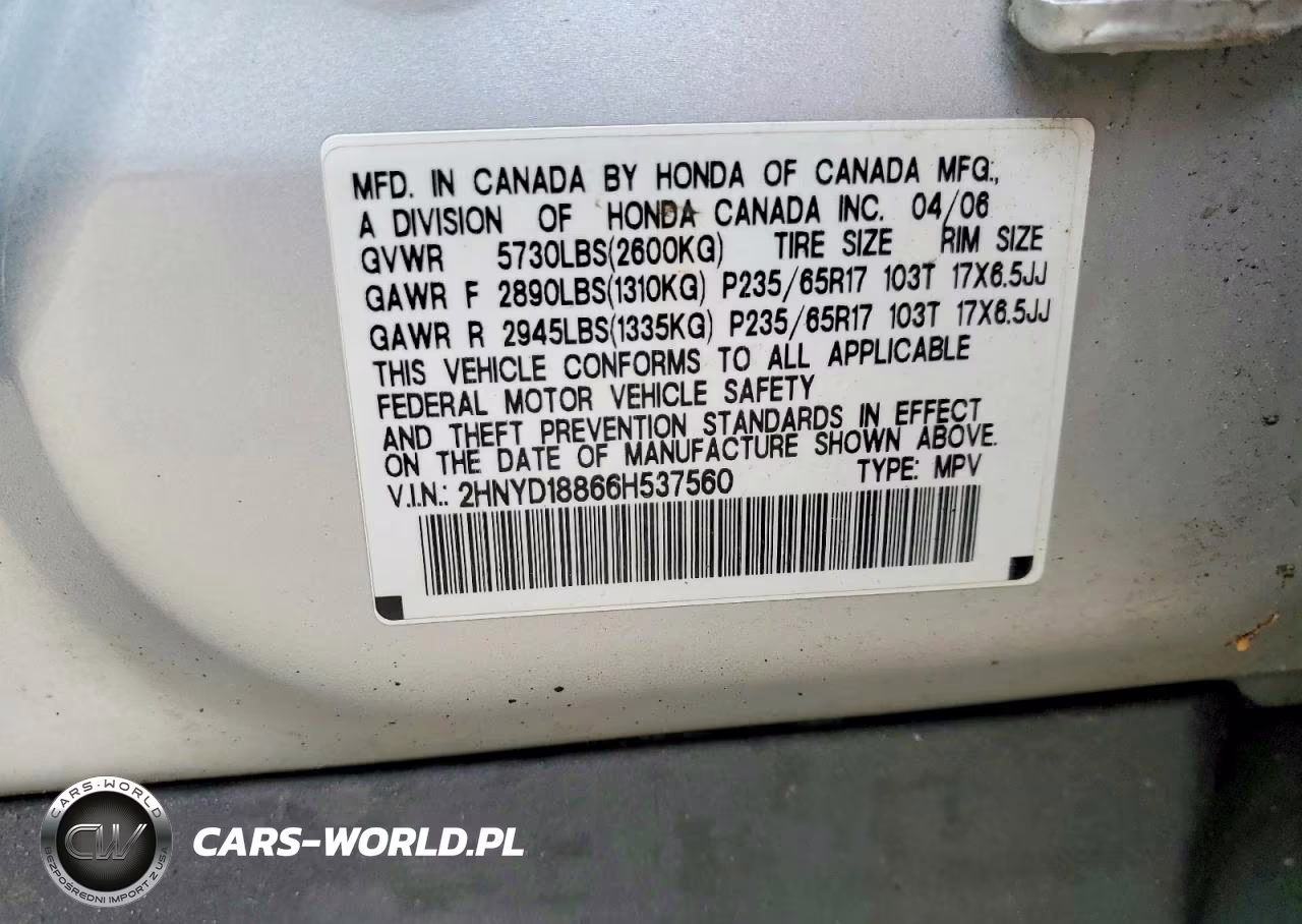 2006 Acura Mdx Touring VIN:2HNYD18866H537560 - 14