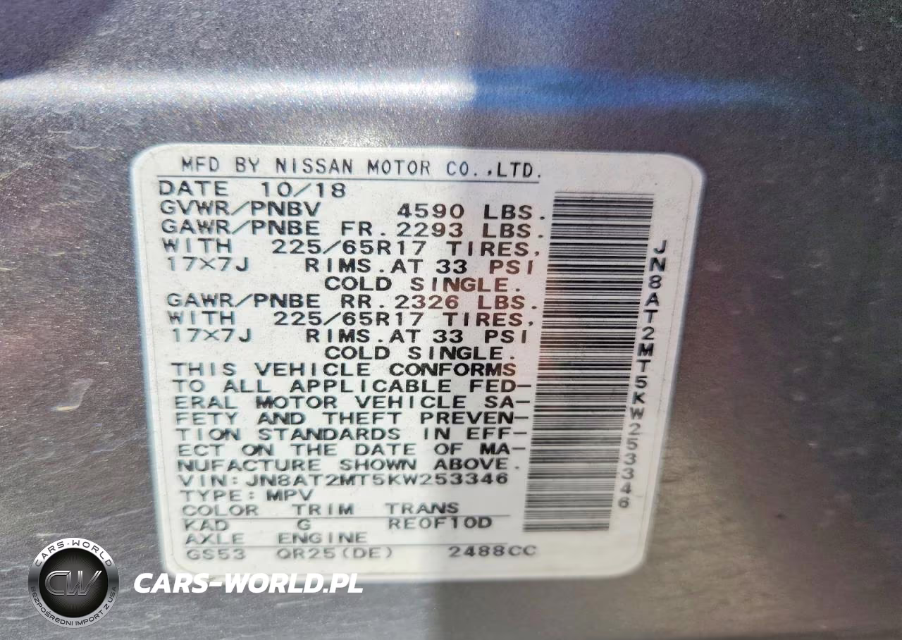 2019 Nissan Rogue Sv VIN:JN8AT2MT5KW253346 - 14