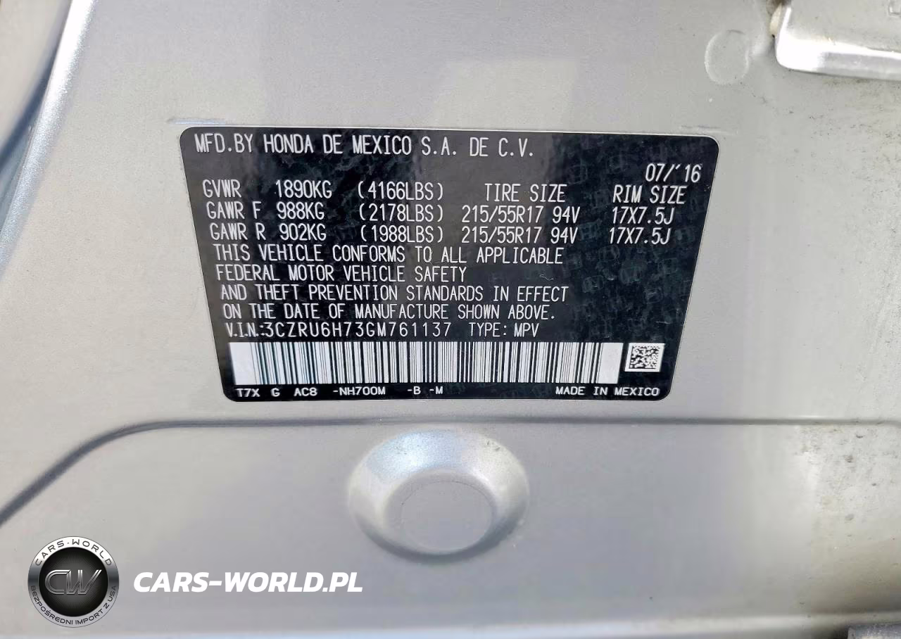 2016 Honda Hr-V Exl VIN:3CZRU6H73GM761137 - 13