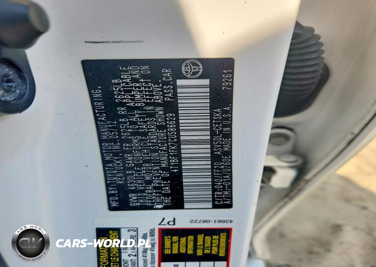 2012 Toyota Camry Se VIN:4T1BF1FK7CU586629 - 12