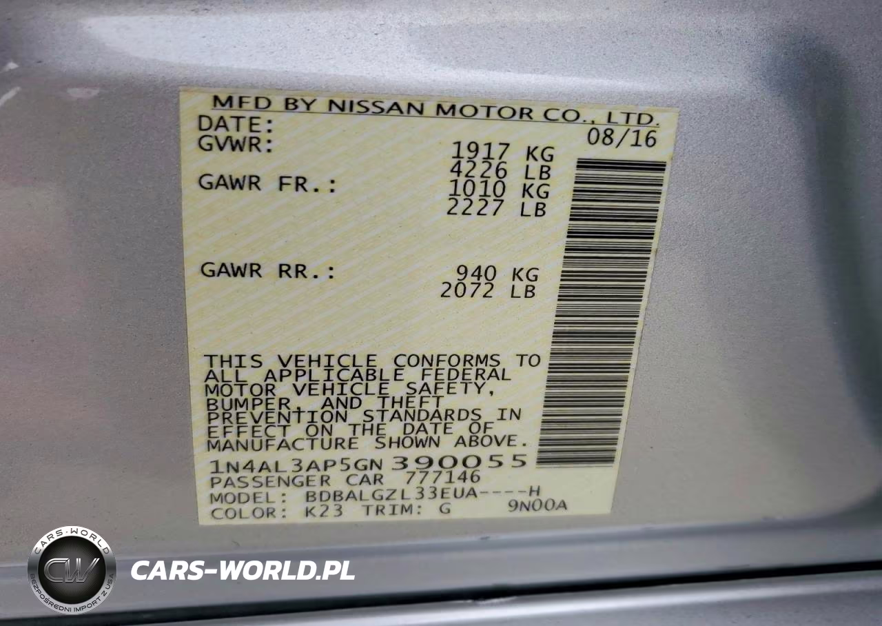 2016 Nissan Altima 2.5 S VIN:1N4AL3AP5GN390055 - 12