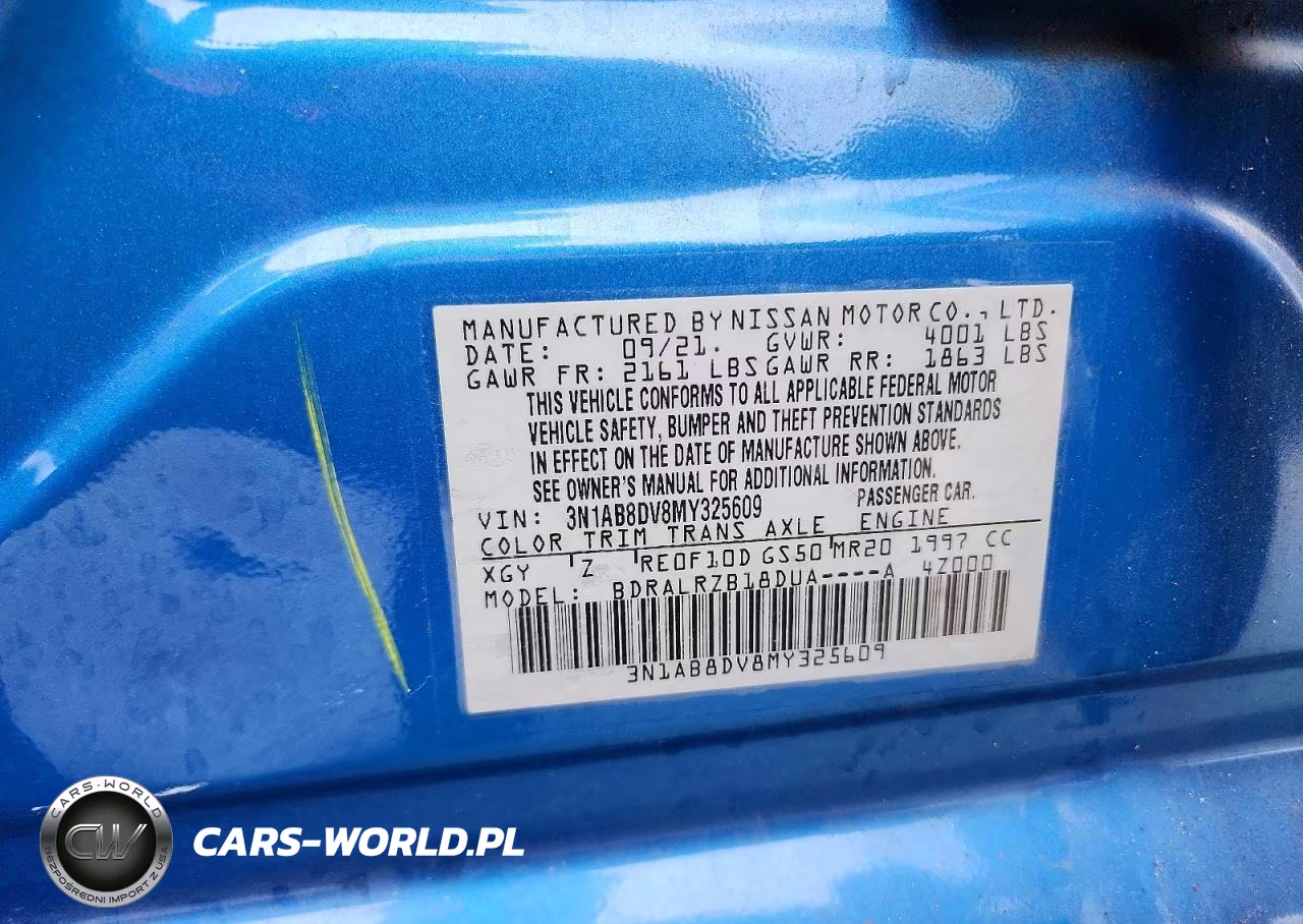 2021 Nissan Sentra Sr VIN:3N1AB8DV8MY325609 - 12