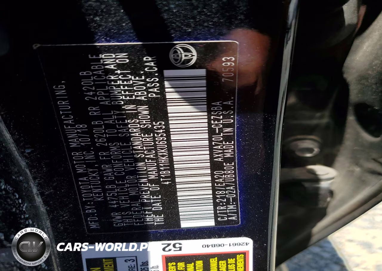 2019 Toyota Camry Se VIN:4T1B11HKXKU695435 - 12