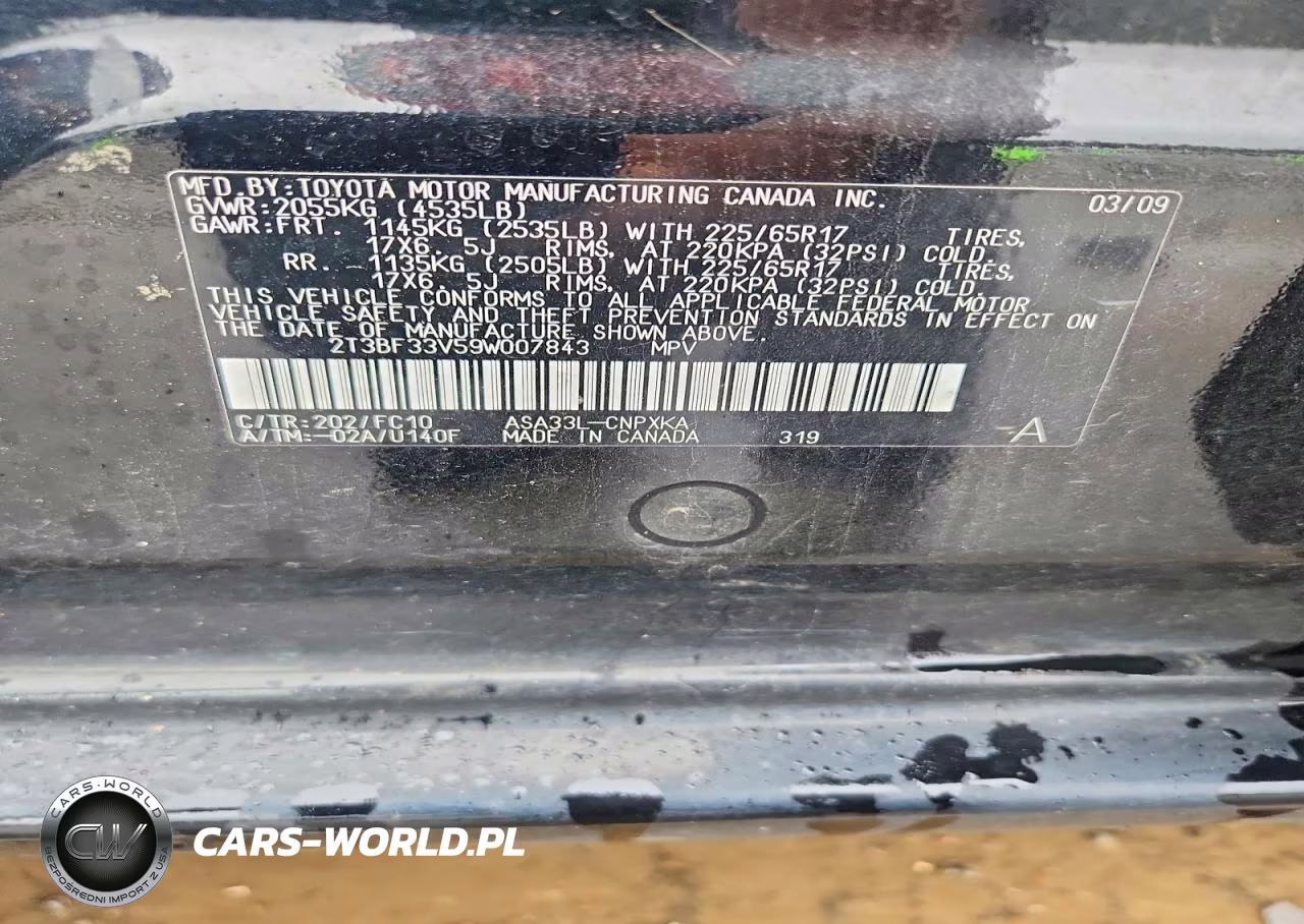 2009 Toyota Rav4 Base VIN:2T3BF33V59W007843 - 13