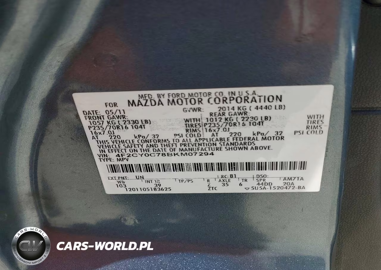 2011 Mazda Tribute I VIN:4F2CY0C78BKM07294 - 13