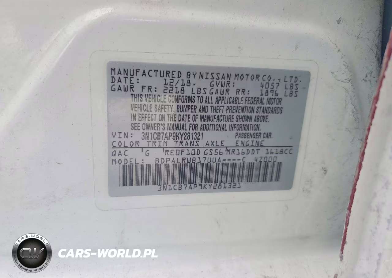 2019 Nissan Sentra Sr Turbo VIN:3N1CB7AP9KY281321 - 12
