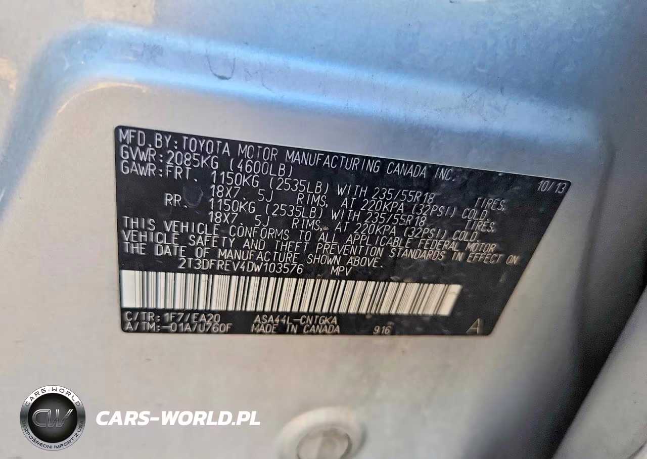 2013 Toyota Rav4 Limited VIN:2T3DFREV4DW103576 - 12
