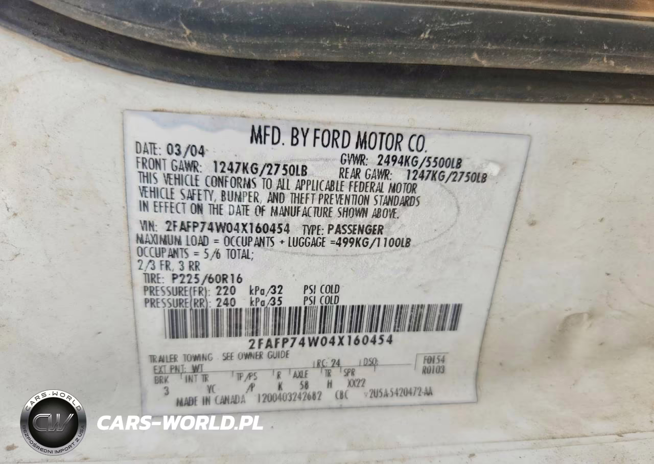 2004 Ford Crown Vic VIN:2FAFP74W04X160454 - 13
