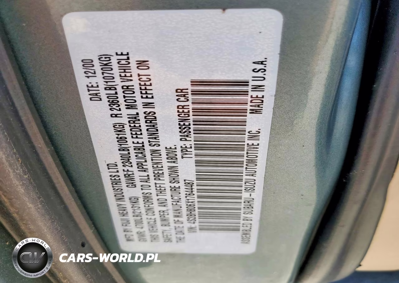 2001 Subaru Legacy Outback H6 3.0 Ll Bean VIN:4S3BH806X17644487 - 13