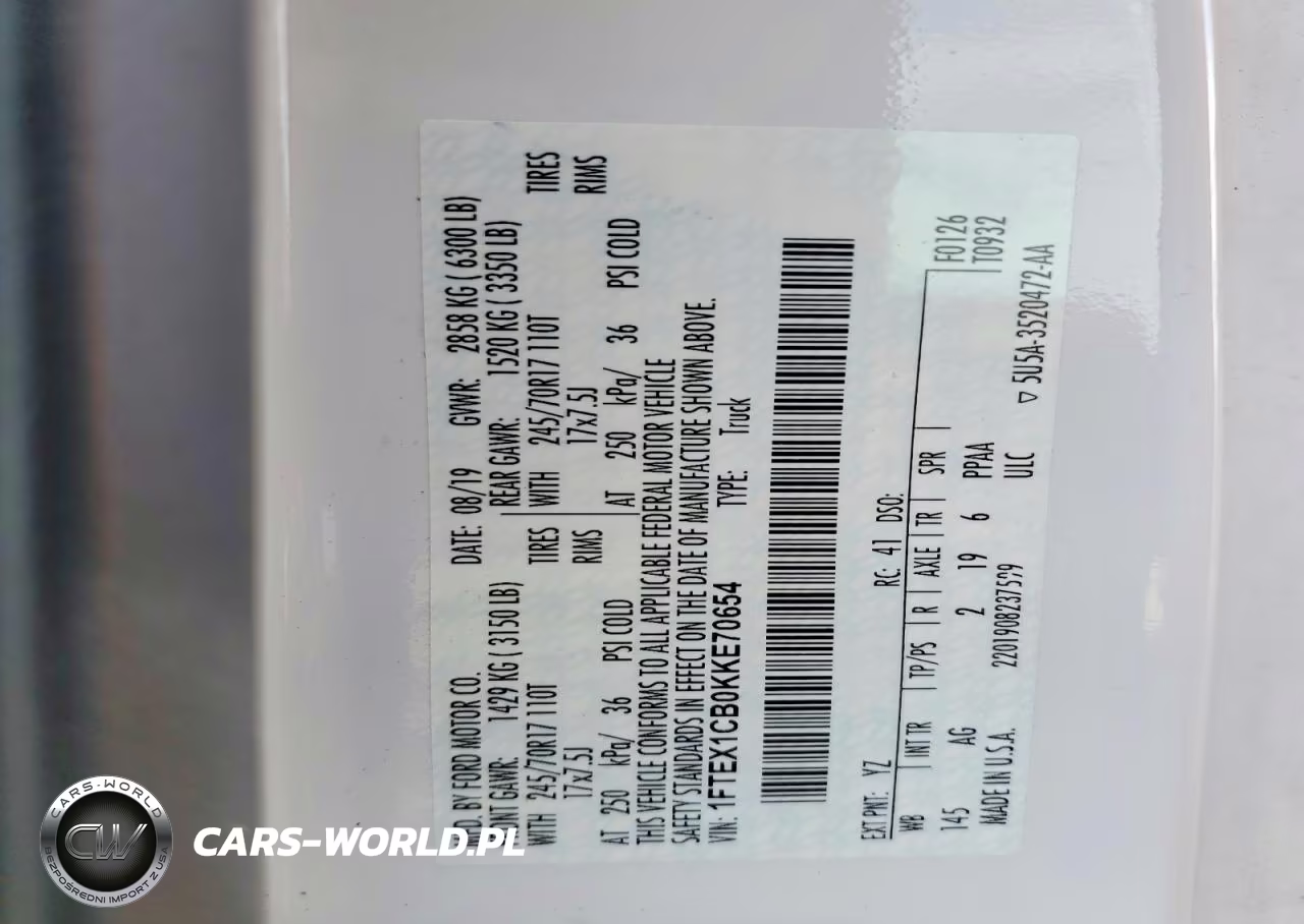 2019 Ford F150 Xl VIN:1FTEX1CB0KKE70654 - 12