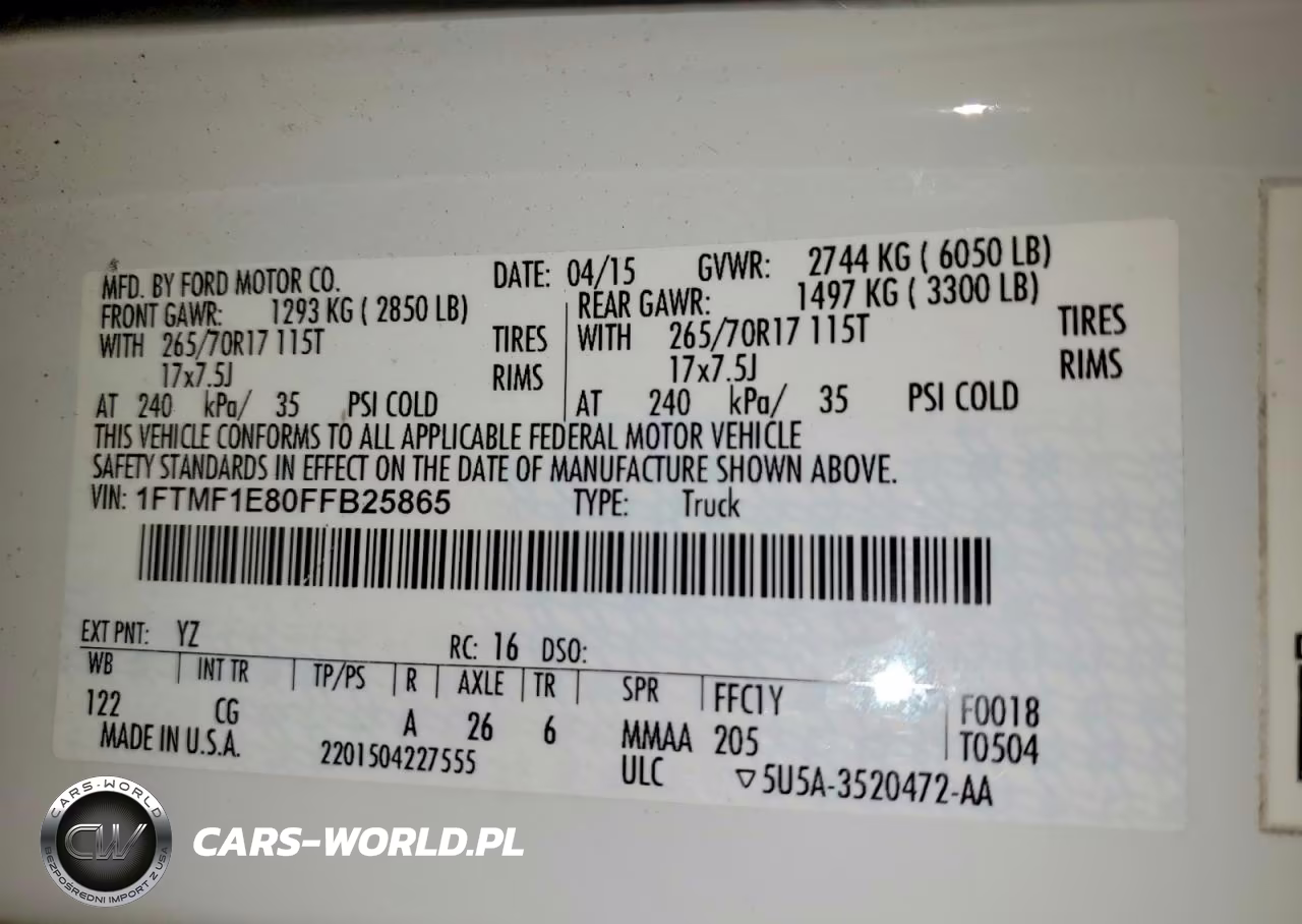 2015 Ford F150 VIN:1FTMF1E80FFB25865 - 12