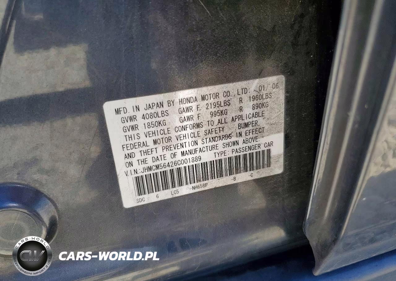 2006 Honda Accord Lx VIN:JHMCM56426C001889 - 12
