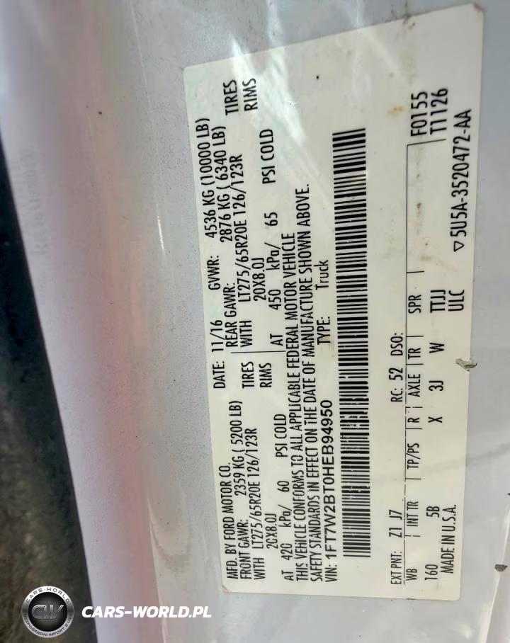 2017 Ford F250 Super Duty VIN:1FT7W2BT0HEB94950 - 10