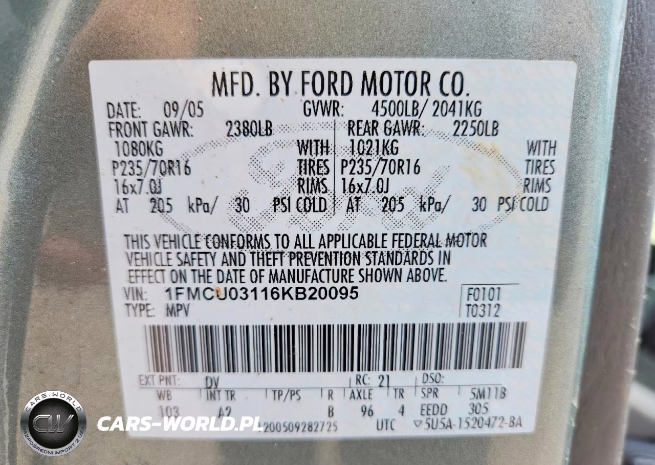 2006 Ford Escape Xlt VIN:1FMCU03116KB20095 - 13