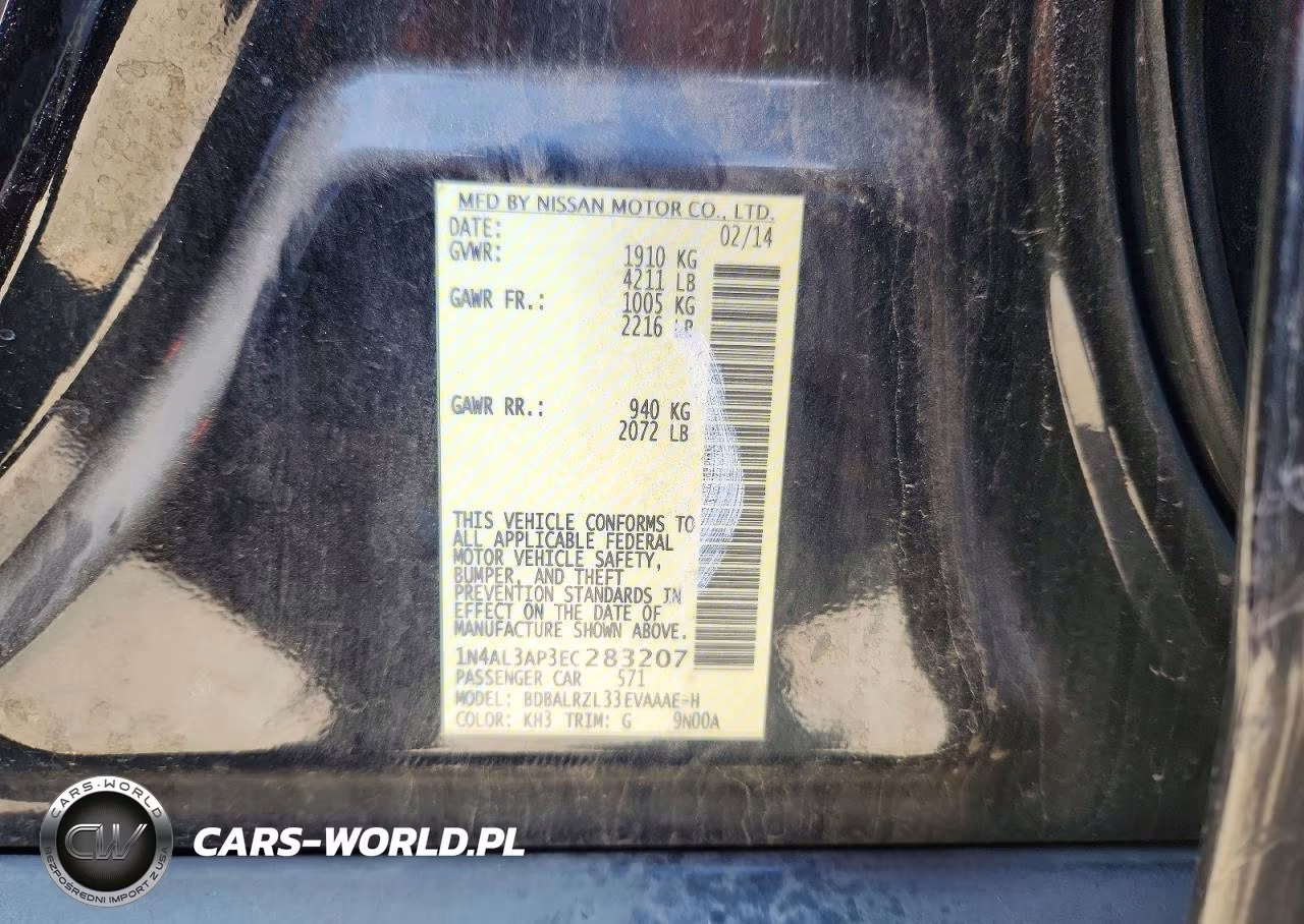 2014 Nissan Altima 2.5 VIN:1N4AL3AP3EC283207 - 12