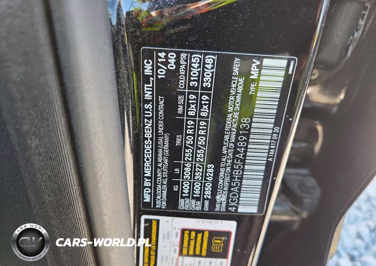 2015 Mercedes-Benz Ml 350 4Matic VIN:4JGDA5HB5FA489138 - 13