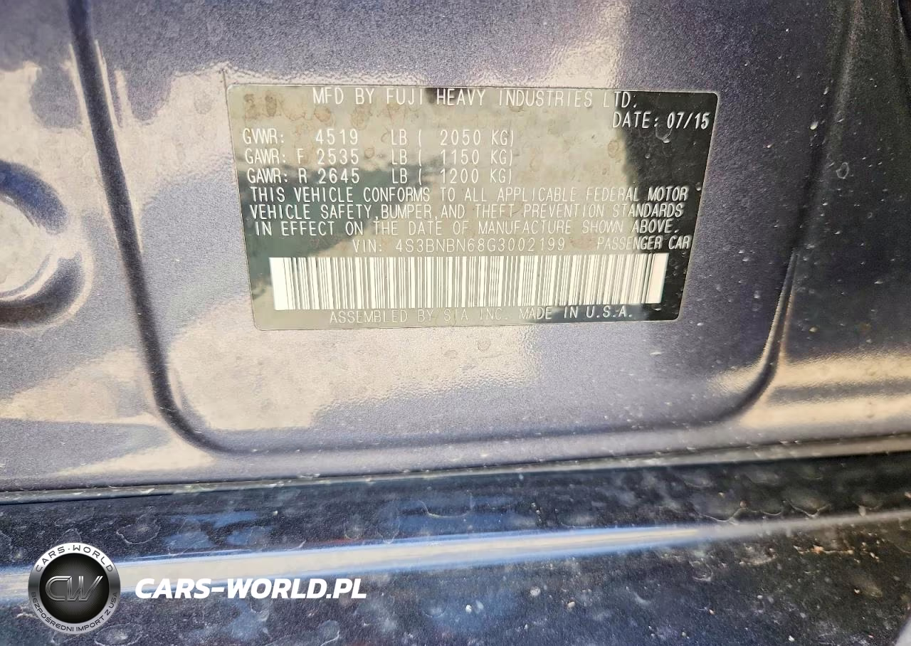 2016 Subaru Legacy 2.5I Limited VIN:4S3BNBN68G3002199 - 12