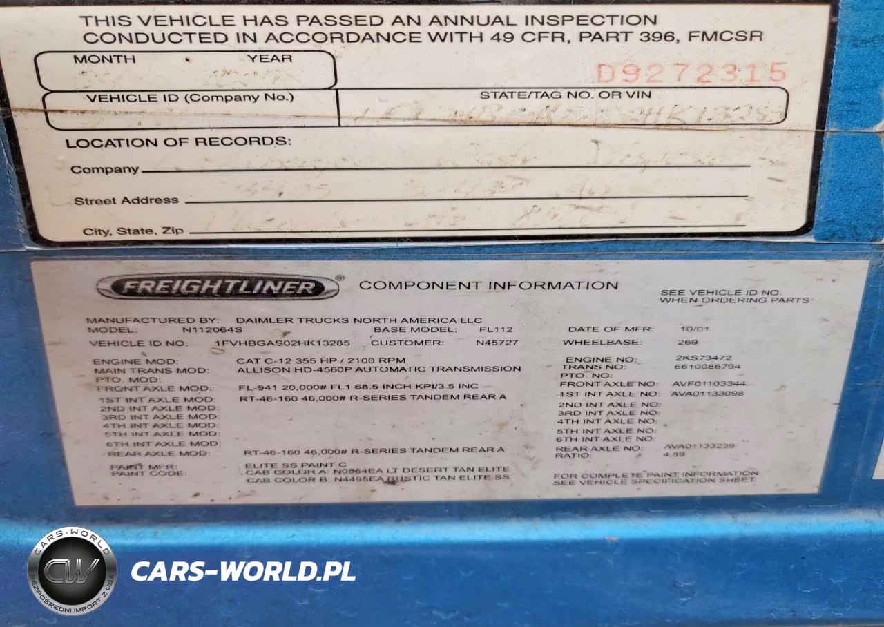 2002 Freightliner Fl112 Roll-Off Container Truck VIN:1FVHBGAS02HK13285 - 10