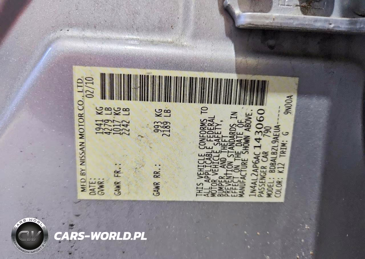 2010 Nissan Altima 2.5 VIN:1N4AL2AP6AC143060 - 12