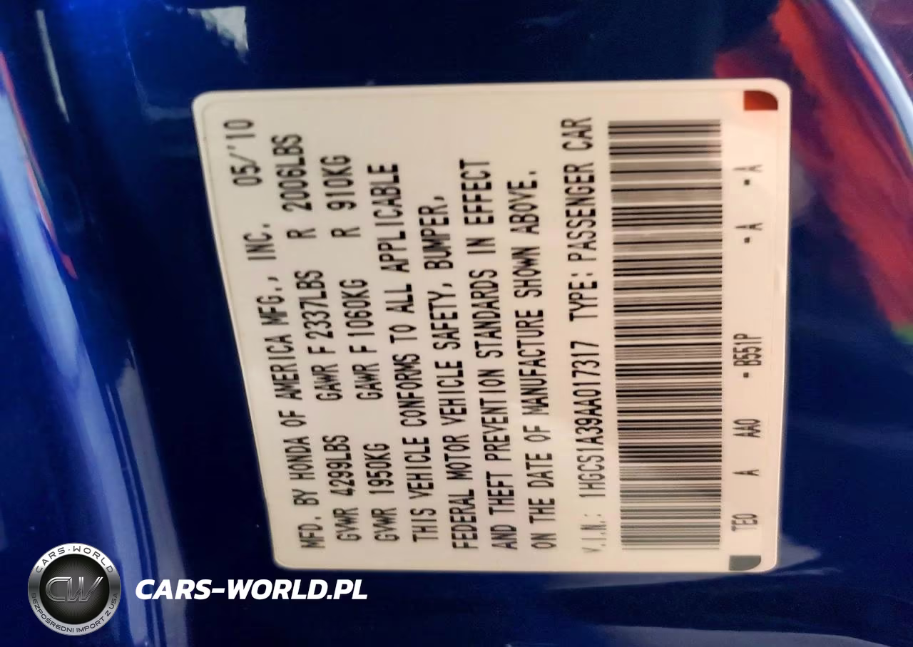 2010 Honda Accord Lx VIN:1HGCS1A39AA017317 - 13