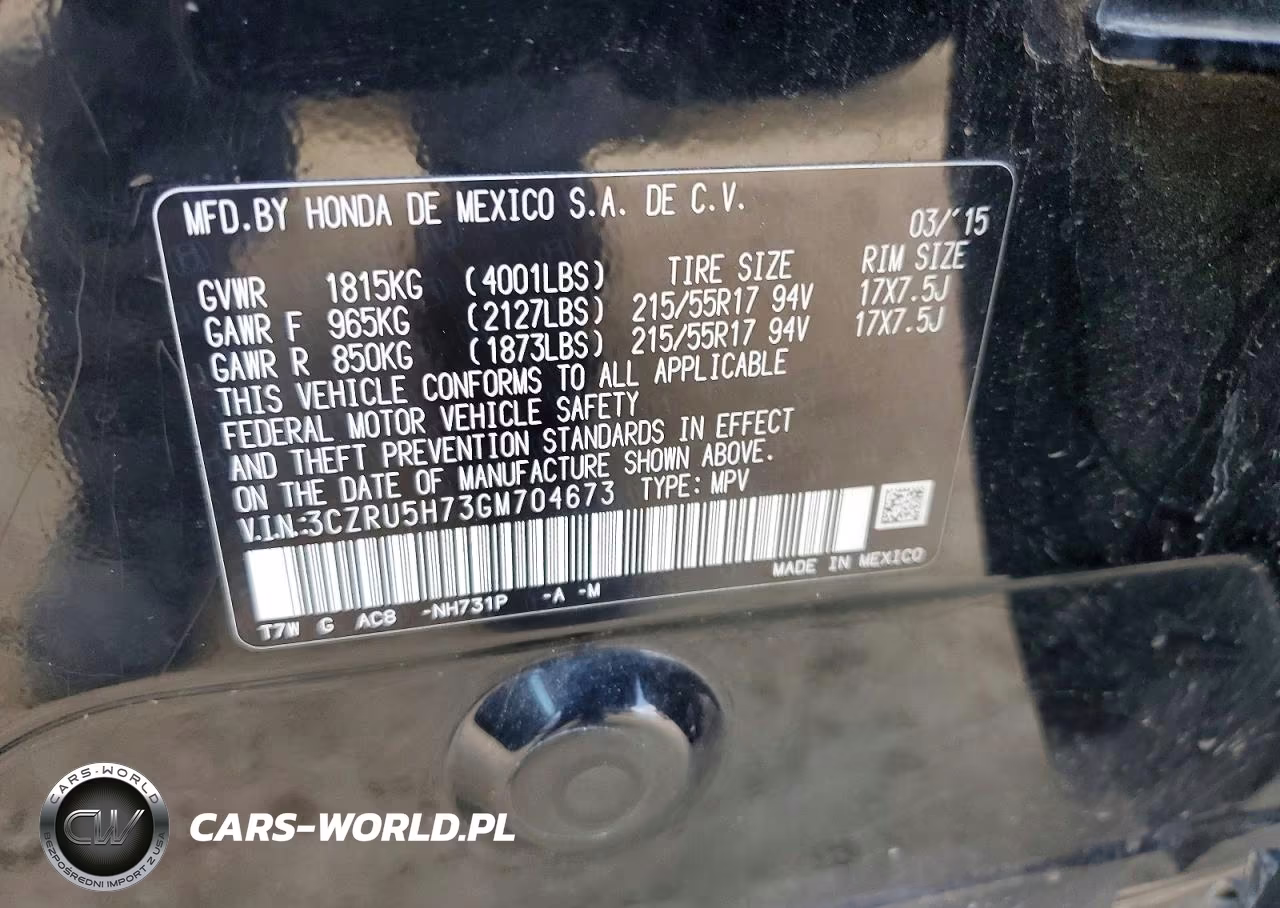 2016 Honda Hr-V Exl VIN:3CZRU5H73GM704673 - 13