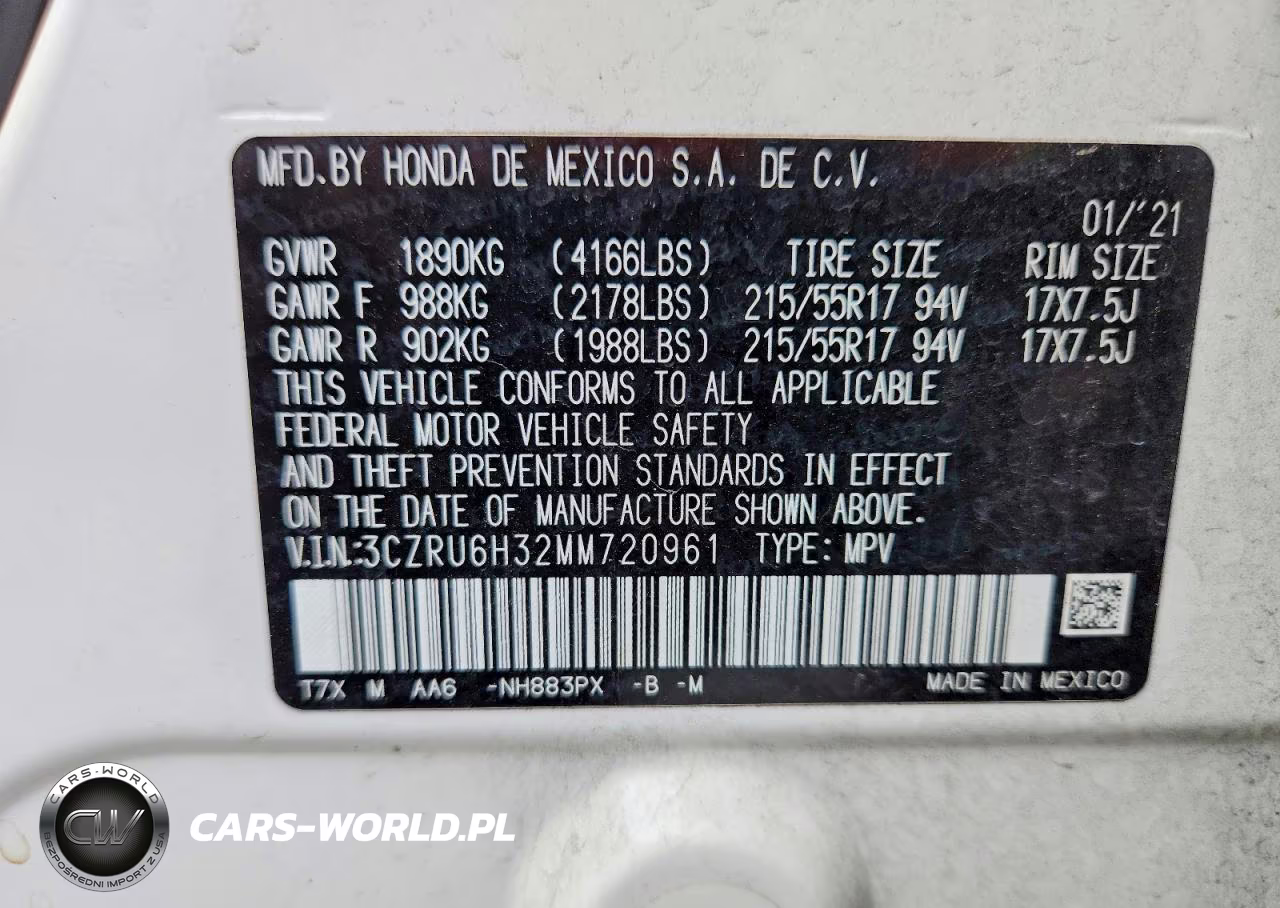 2021 Honda Hr-V Lx VIN:3CZRU6H32MM720961 - 13