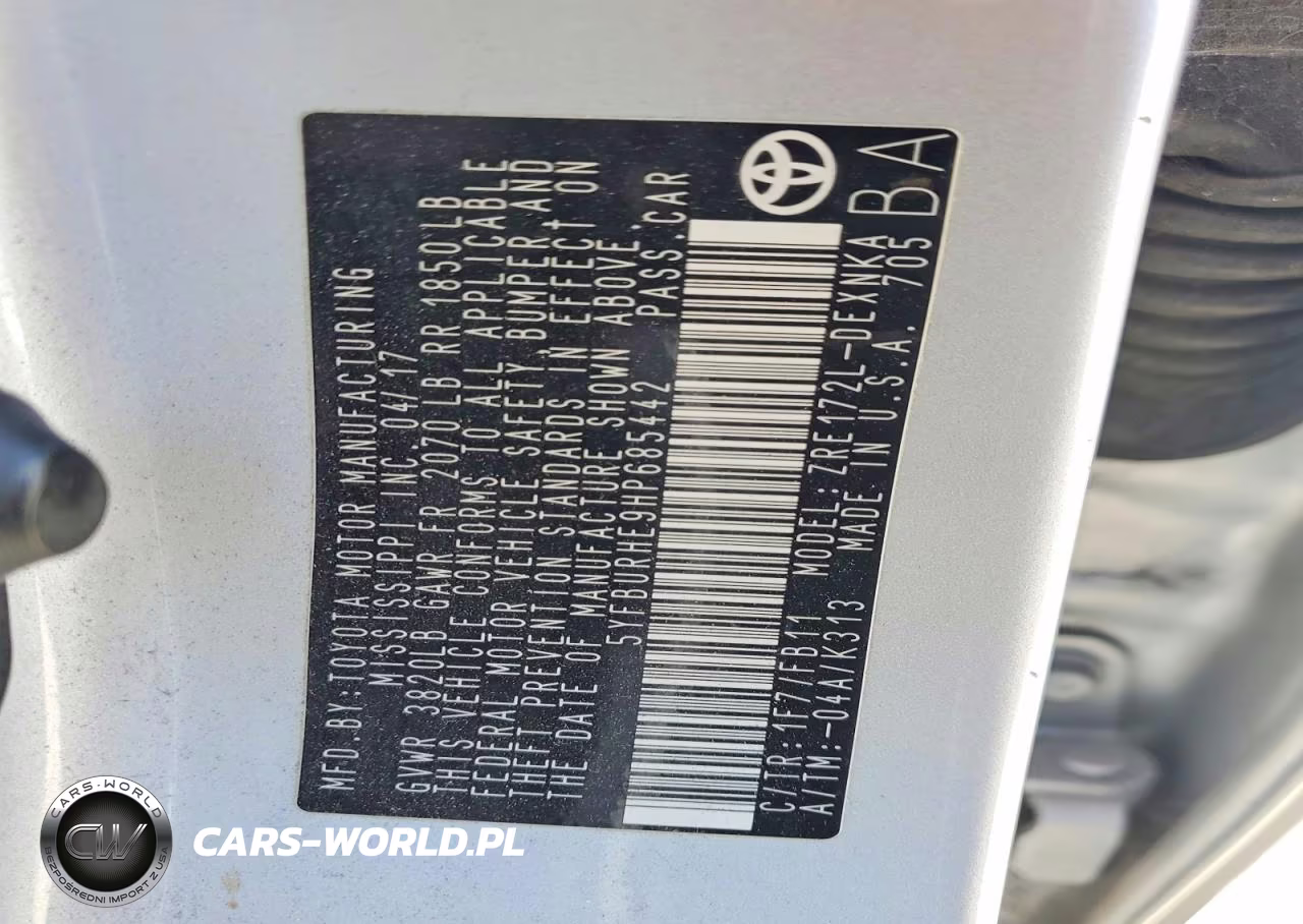 2017 Toyota Corolla Le VIN:5YFBURHE9HP685442 - 13