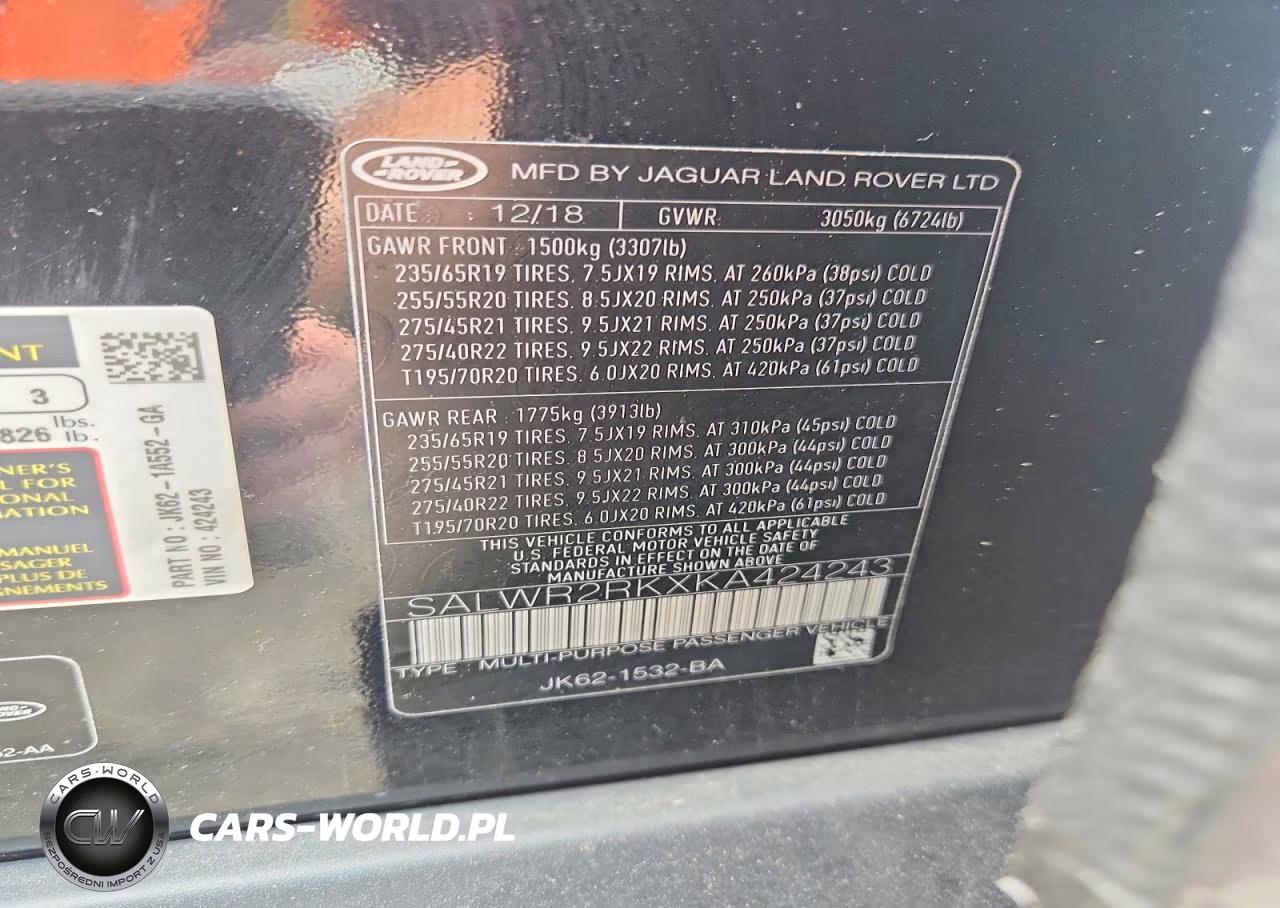 2019 Land Rover Range Rover Sport Hse VIN:SALWR2RKXKA424243 - 13