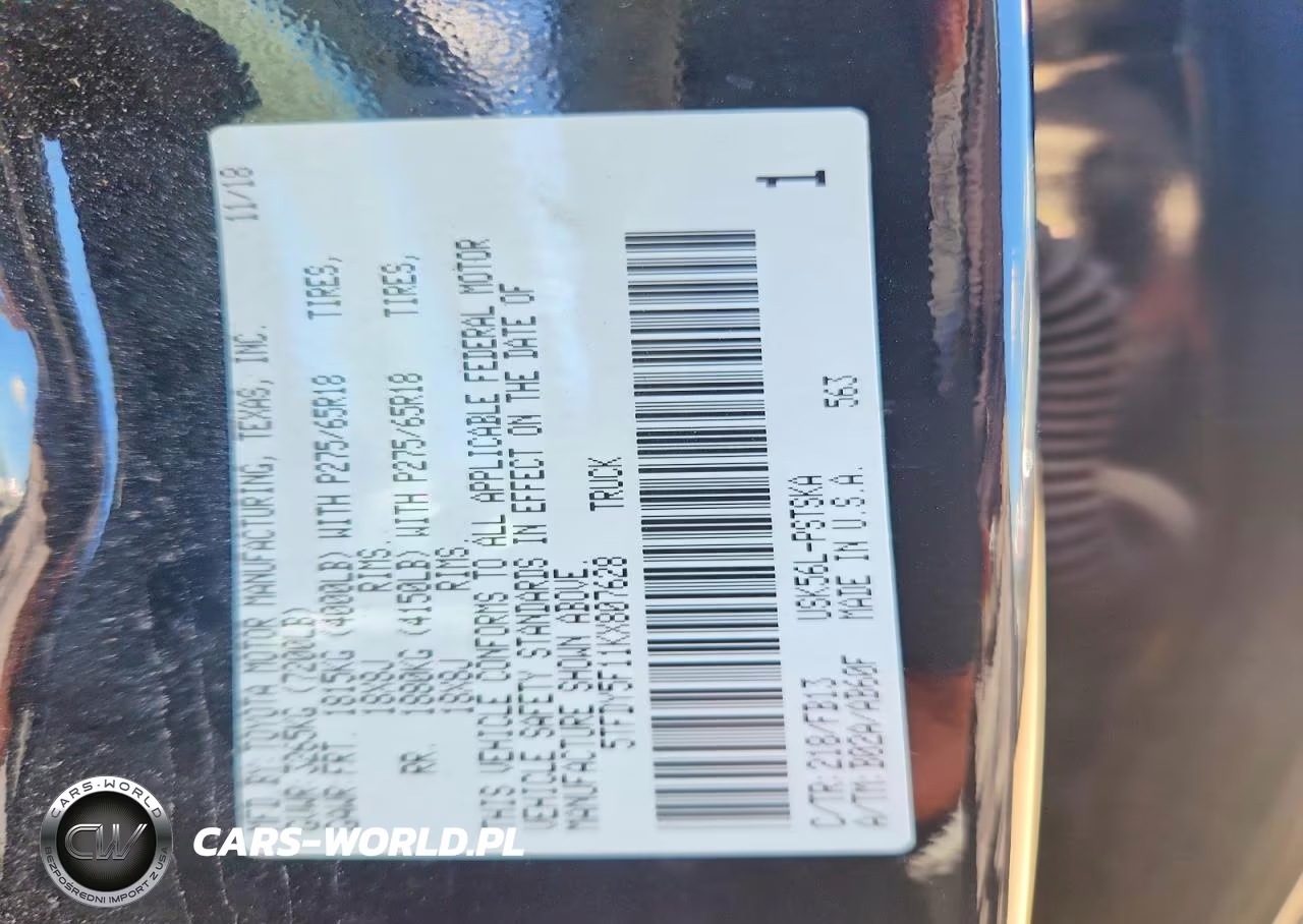 2019 Toyota Tundra Sr5 VIN:5TFDY5F11KX807628 - 12